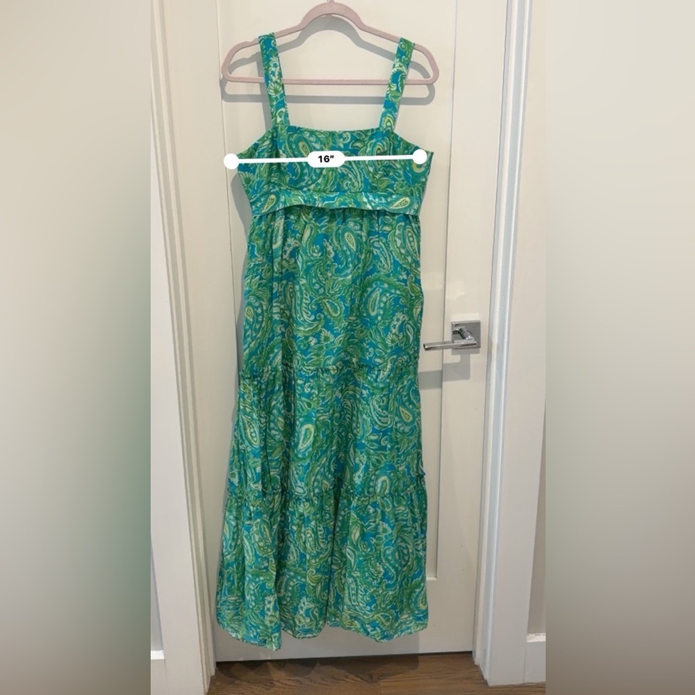 Lauren Ralph Lauren Green & Blue Paisley Tiered Long Dress size 10 floral - Picture 7 of 9